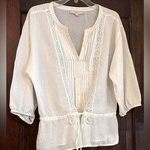 LOFT Ivory Lace Detail Blouse